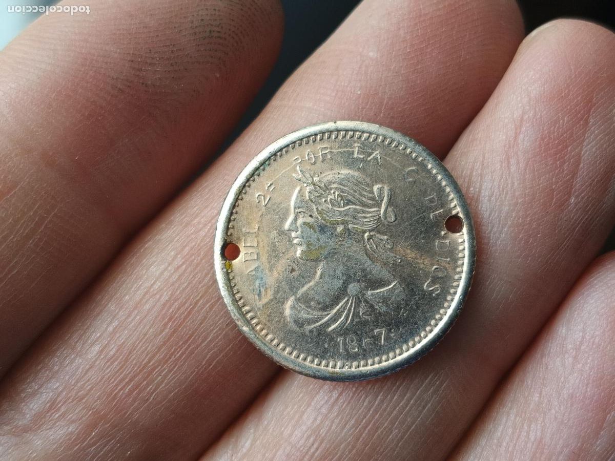Medallas tem&aacute;ticas: Ficha de Isabel II 1867