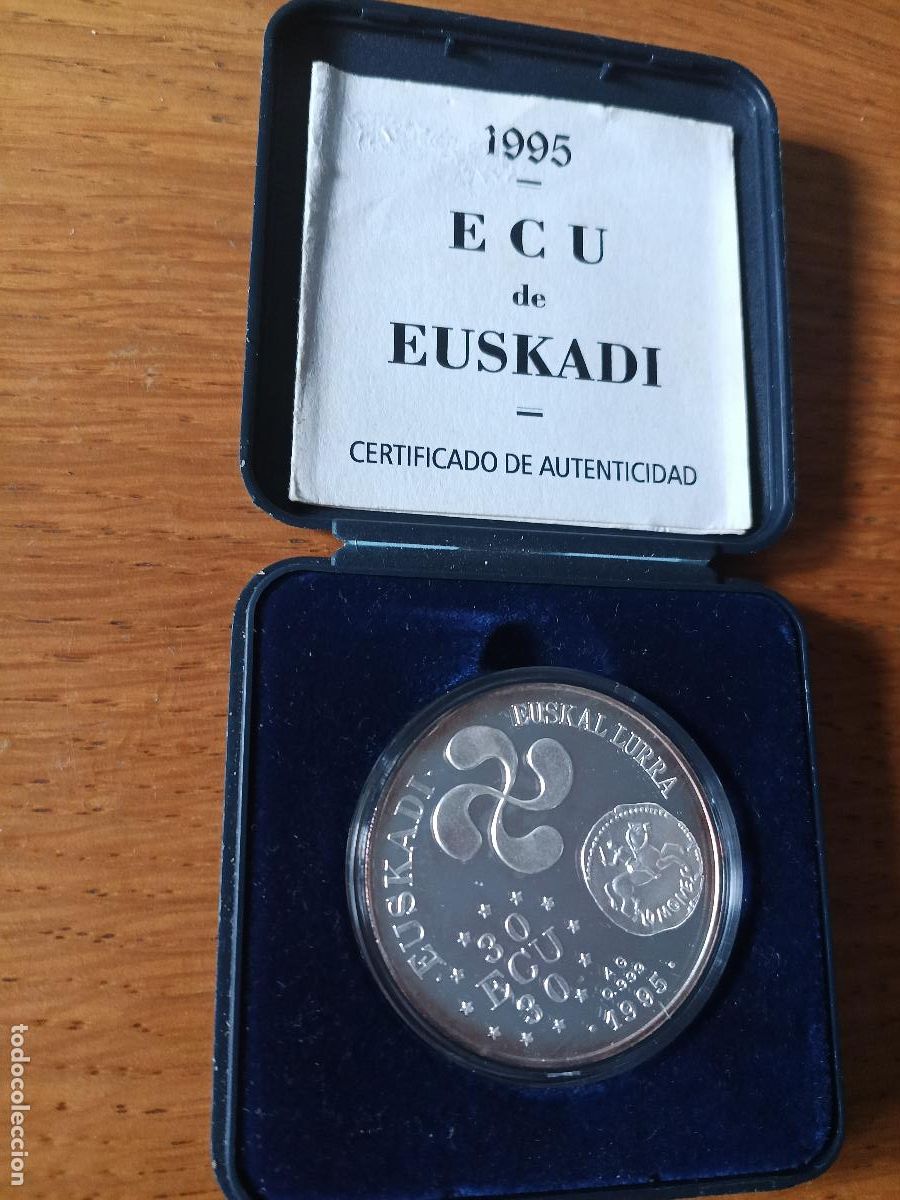 Medallas tem&aacute;ticas: Onza de plata pura. Ecu de Euskadi 1995