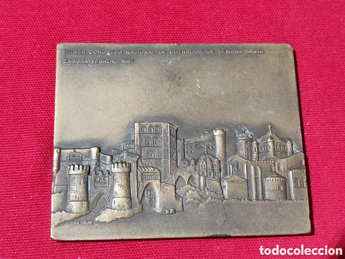 Medallas tem&aacute;ticas: Placa de alto o bronce primer congreso nacional de cofrad&iacute;as de semana santa Zamora febrero 1987