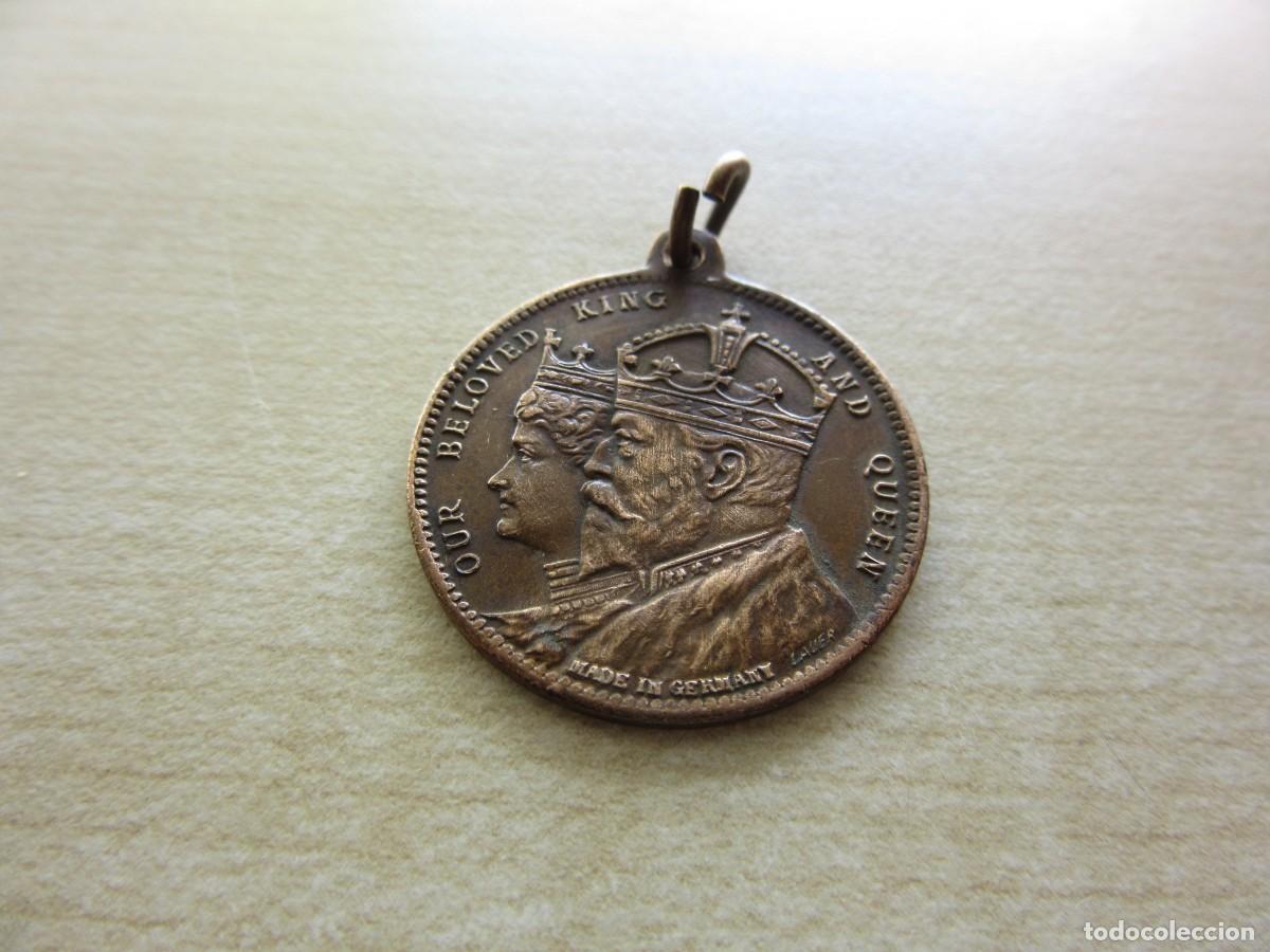 Thematische Medaillen: Bonita medalla conmemorativa de la Visita de Eduardo VII y Alejandra de Gran Breta&ntilde;a Di&aacute;metro 2,4 cm