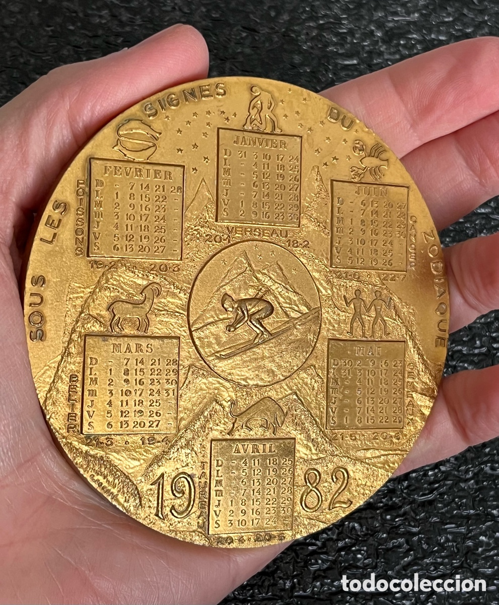Medallas tem&aacute;ticas: Medalla bronce Calendario 1982 - Sous les signes du zodiaque