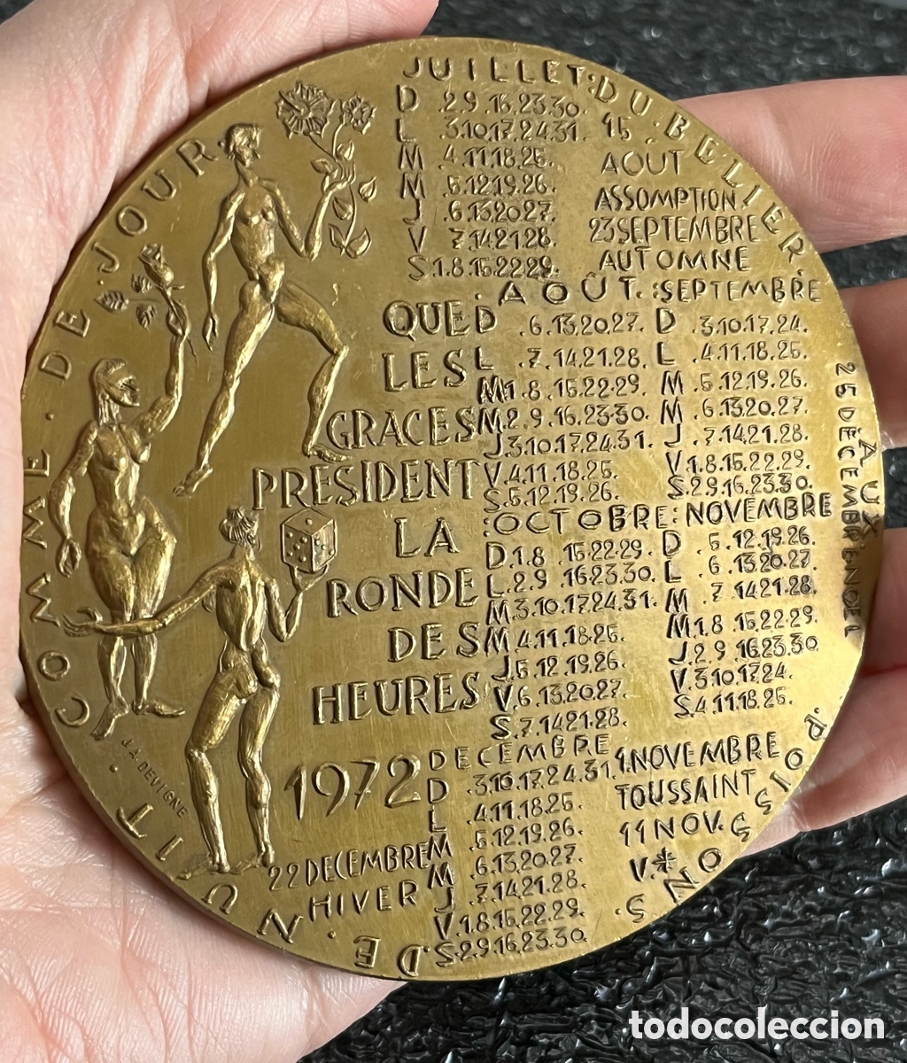 Medallas tem&aacute;ticas: Medalla de bronce calendario 1972 - Jacques Devigne