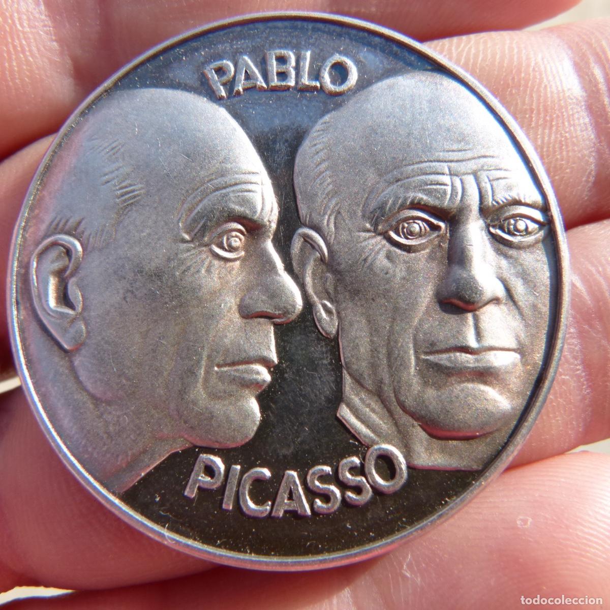 Medallas tem&aacute;ticas: Medalla de plata contrastada, Pablo Picasso, Malaga Mougins 1881 1973, 23,85gr, 40mm.