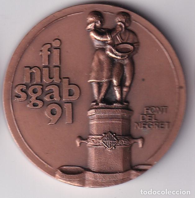 Medallas tem&aacute;ticas: MEDALLA DE LA XXIV EXP. FILATELICA I NUMISMATICA A&Ntilde;O 1991 - FINUSGAB 91 AIGUES DE BARCELONA - AGUAS