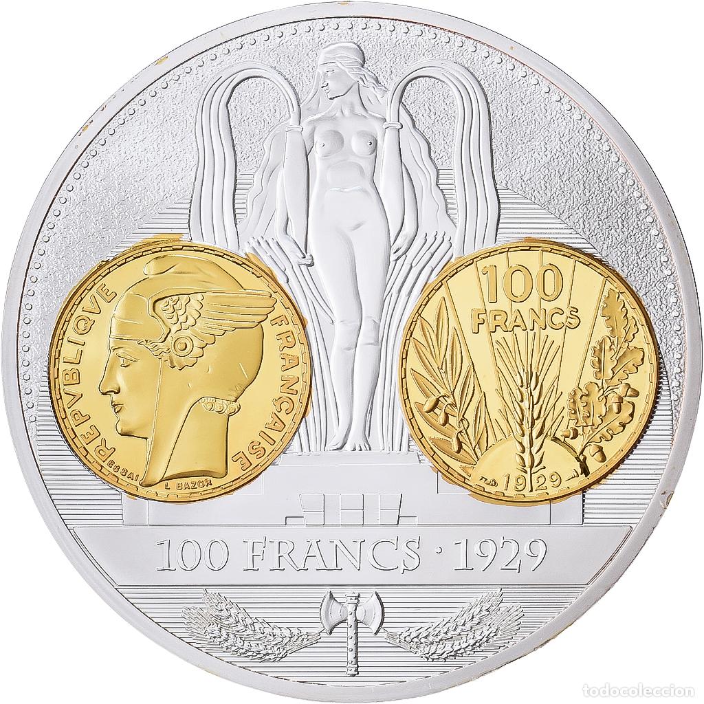 Medallas tem&aacute;ticas: [#1529031] Francia, medalla, Histoire de la Monnaie Fran&ccedil;aise, 100 Francs Bazor 1929