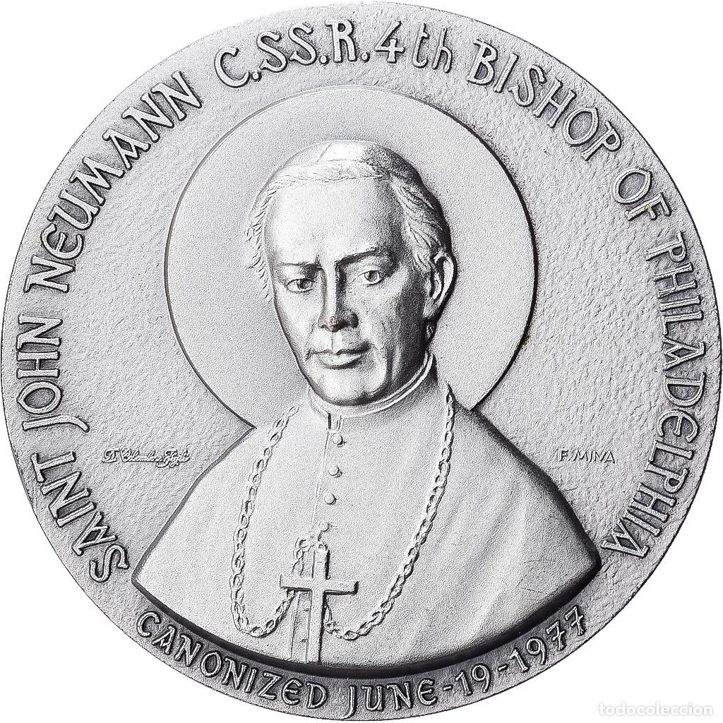 Medallas tem&aacute;ticas: [#1529160] Italia, medalla, Saint John Neumann, 1977, Bronce plateado, Mina, SC