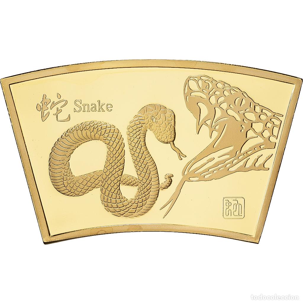 Medallas tem&aacute;ticas: [#1529200] China, medalla, Ann&eacute;e du serpent, Copper Gilt, FDC