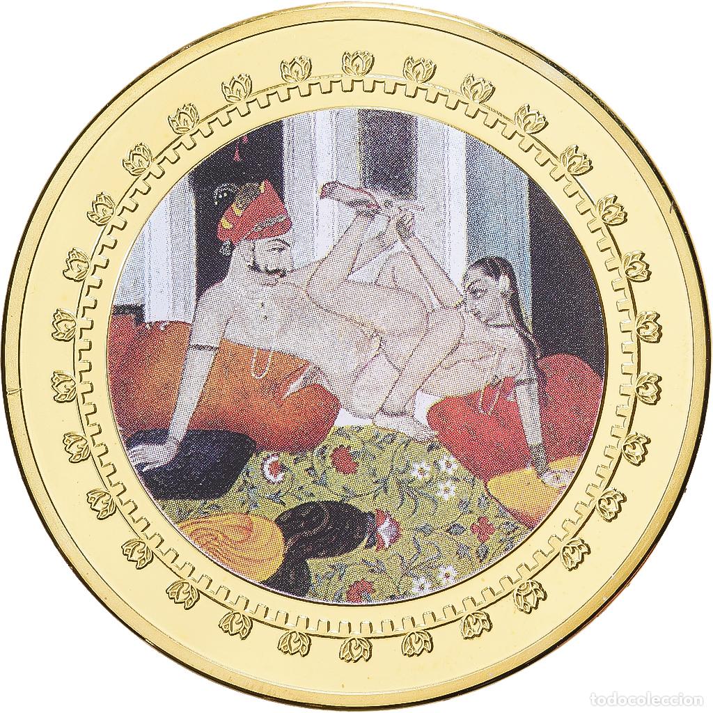 Medallas tem&aacute;ticas: [#1529331] India, medalla, 100 Rupia, Kamasutra, Cobre - n&iacute;quel dorado, FDC