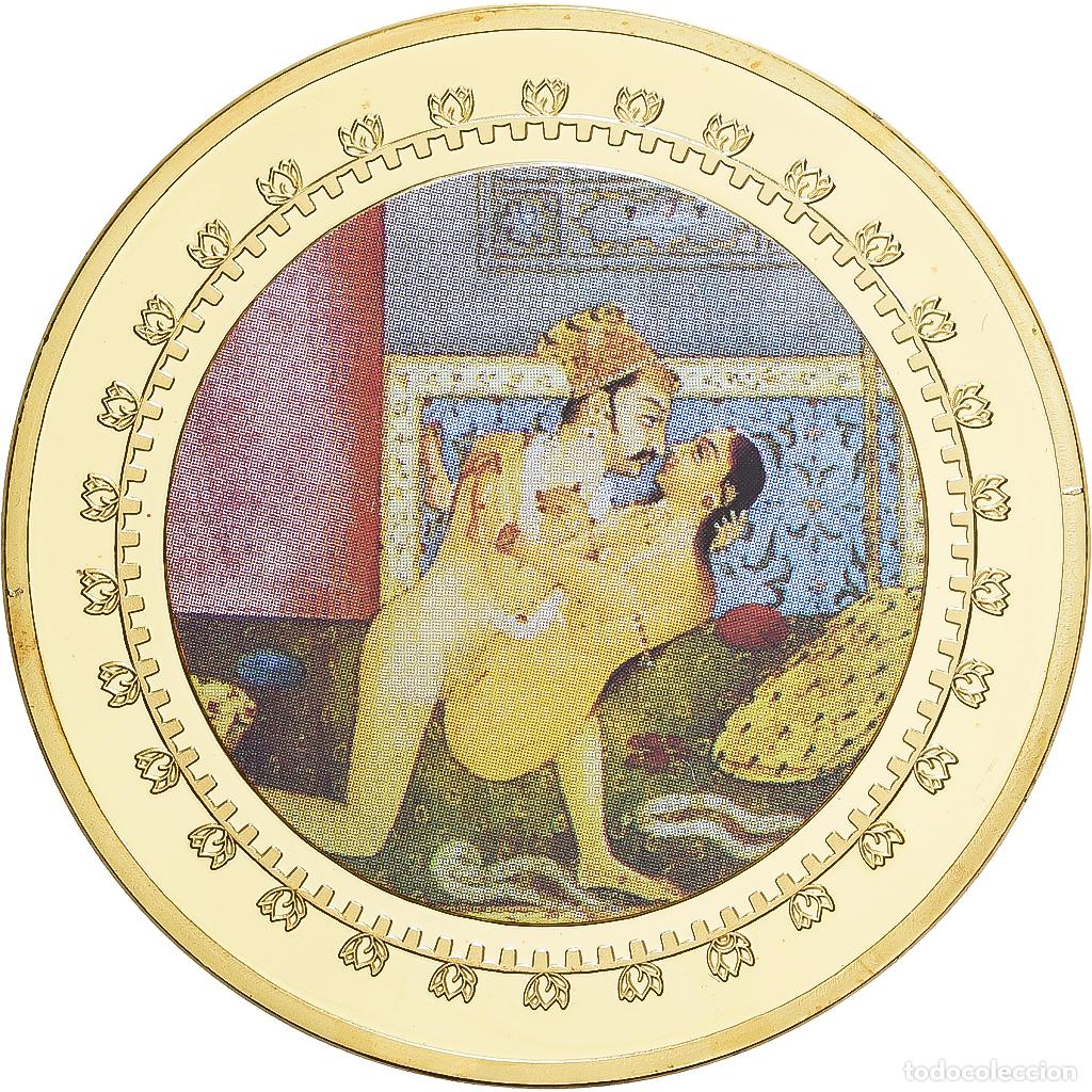 Medallas tem&aacute;ticas: [#1529333] India, medalla, 100 Rupia, Kamasutra, Cobre - n&iacute;quel dorado, FDC