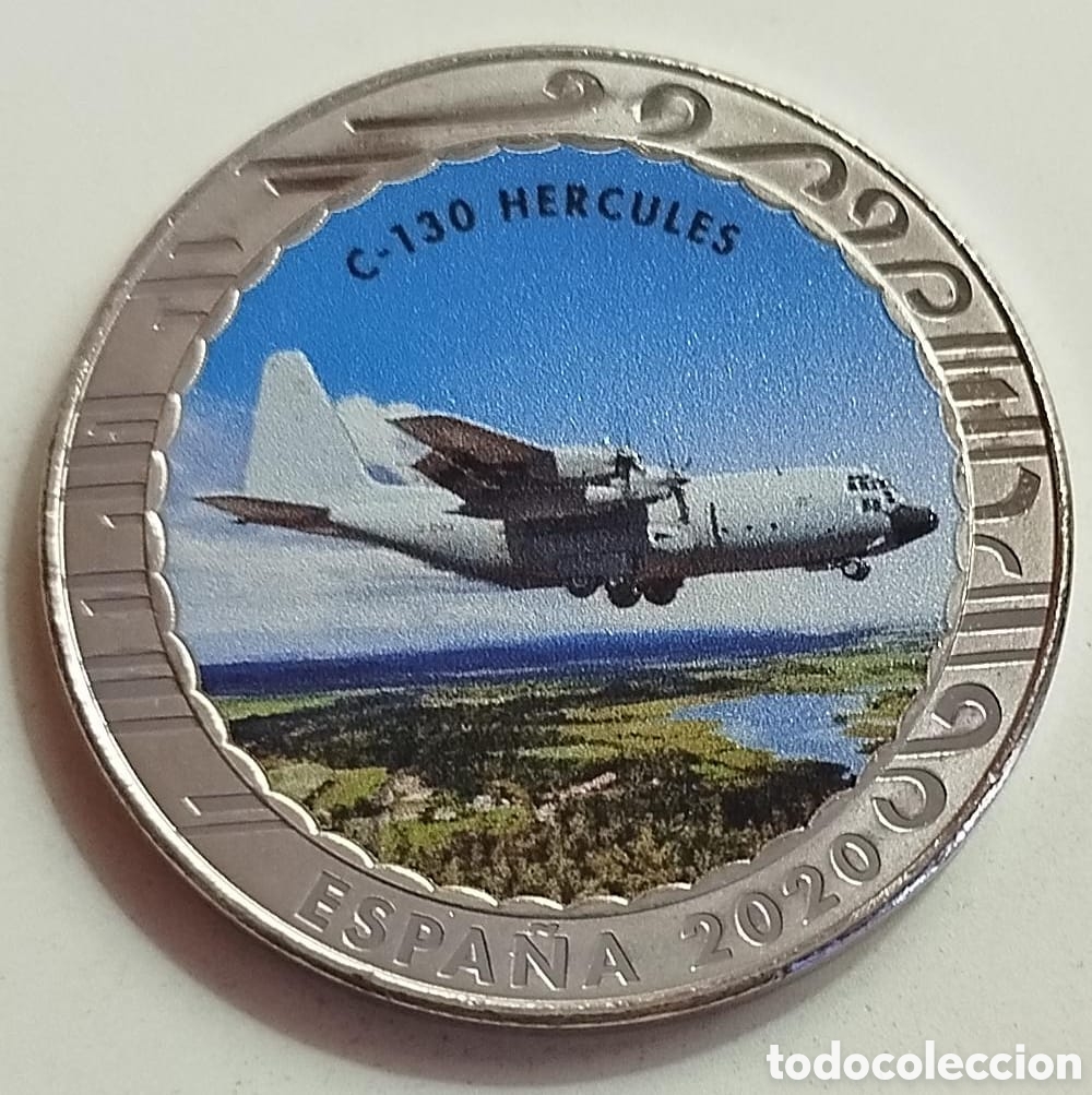 Medallas tem&aacute;ticas: Moneda 1,5 Euros Espa&ntilde;a 2020 - Avi&oacute;n C-130 Hercules - Serie Aviaci&oacute;n FNMT