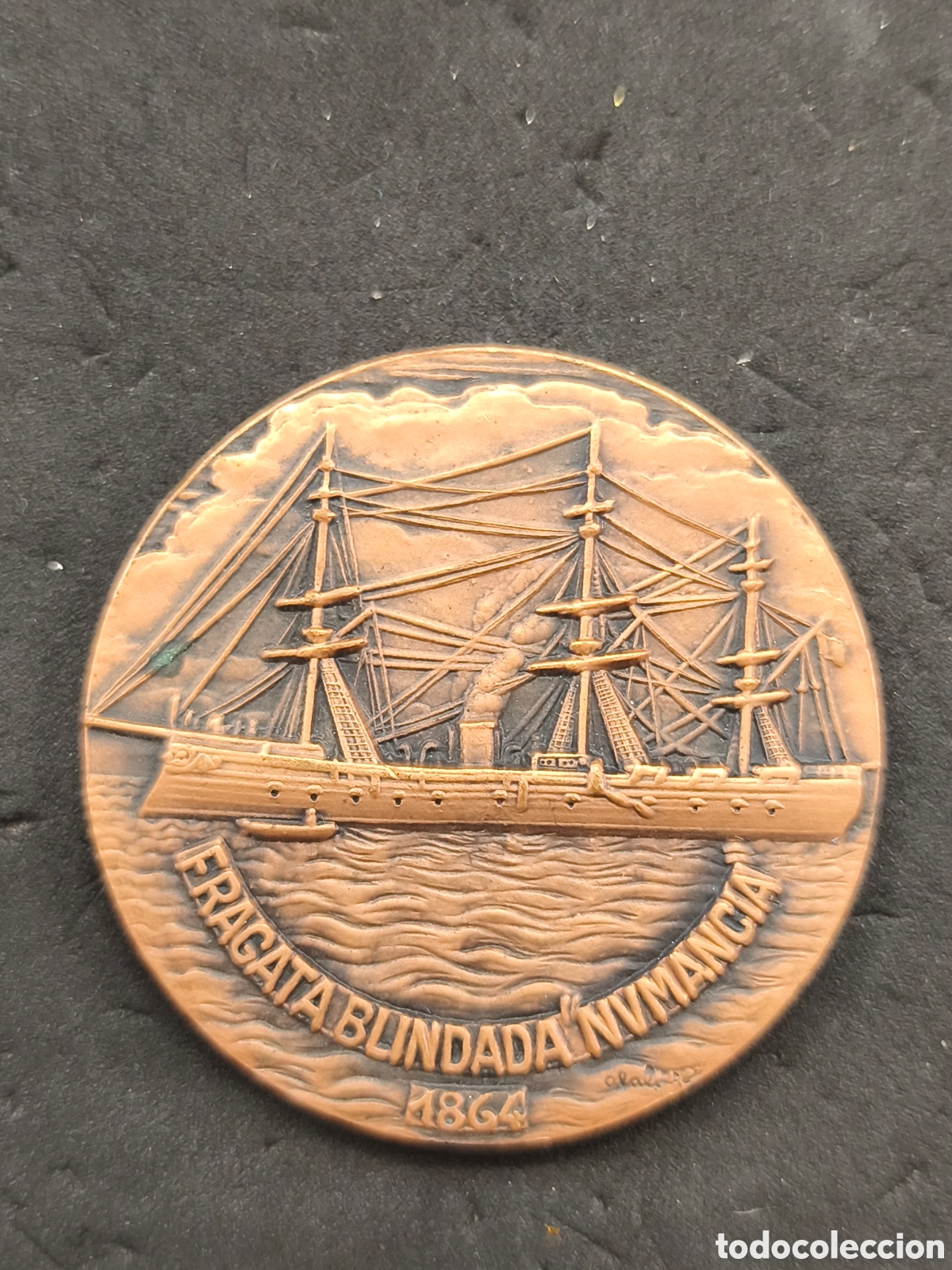 Medallas tem&aacute;ticas: XX salon N&aacute;utico 1982 Barcelona, Fraganat blindada Numancia 1864