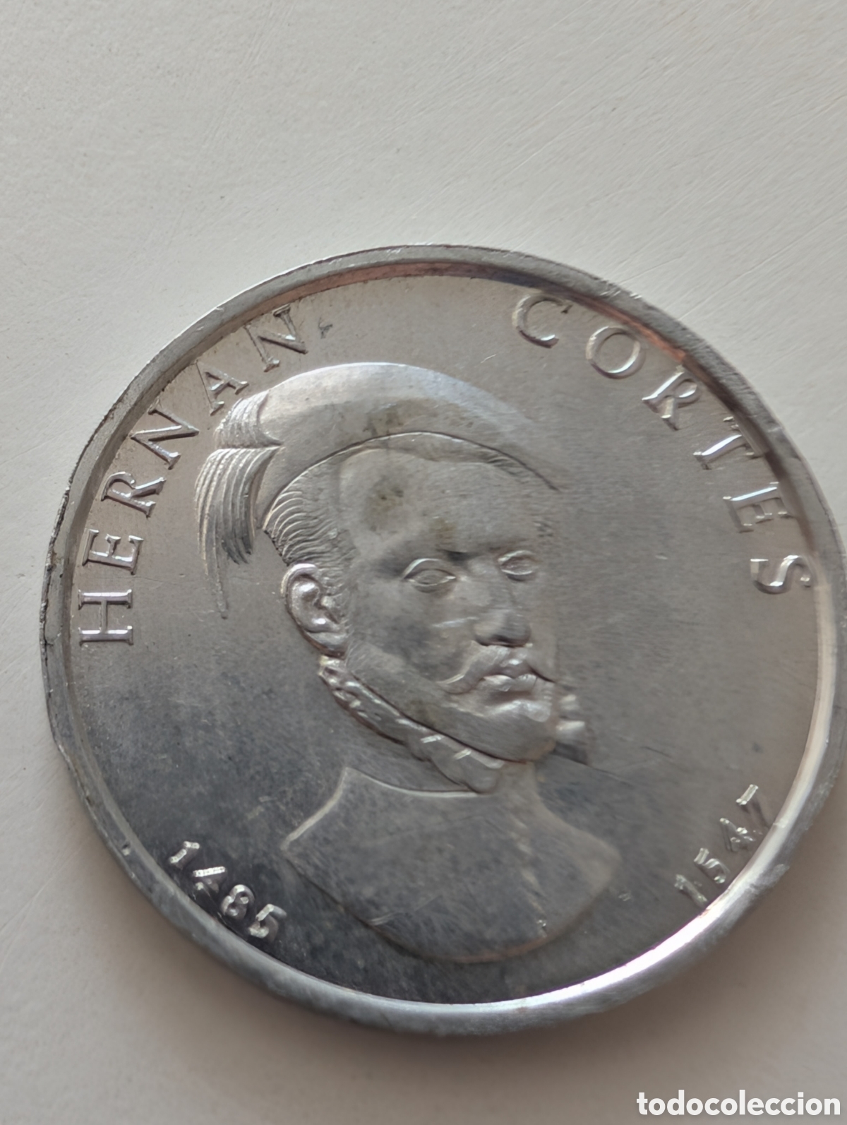 Medallas tem&aacute;ticas: Ficha Medalla Conmemorativa Hern&aacute;n Cort&eacute;s - Aluminio (A&ntilde;os 60/70)