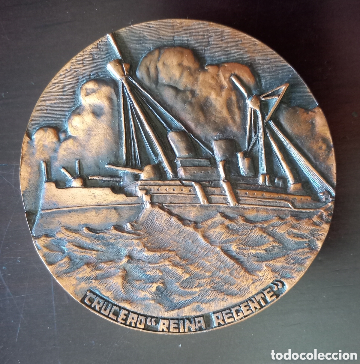 Medallas tem&aacute;ticas: Medalla crucero Reina Regente. Semana Nanal Cartagena. Buque. Barco. Naufragio. Armada. Marina