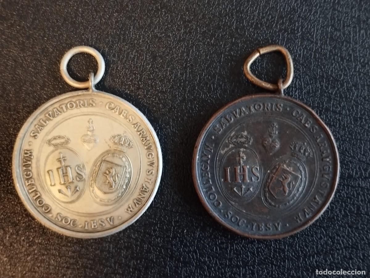 Medallas tem&aacute;ticas: LOTE DE DOS MEDALLAS DE M&Eacute;RITO DE COLEGIO DE JESUITAS DE ZARAGOZA (FIN. S. XIX-PRINC. S.XX)