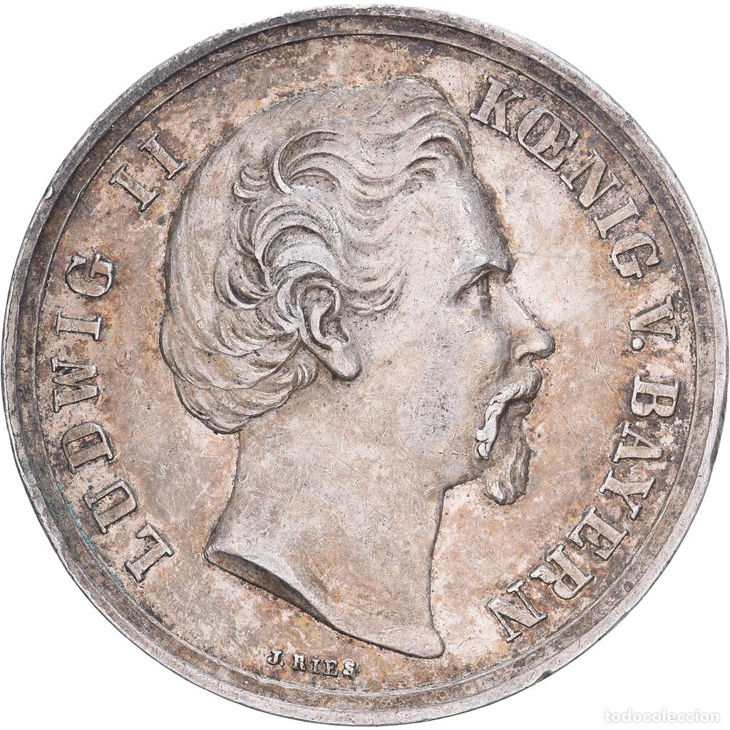 Medallas tem&aacute;ticas: [#1167590] Alemania, medalla, Ludwig II, Dem Besten Sch&uuml;tzen, Plata, J.RIES, MBC
