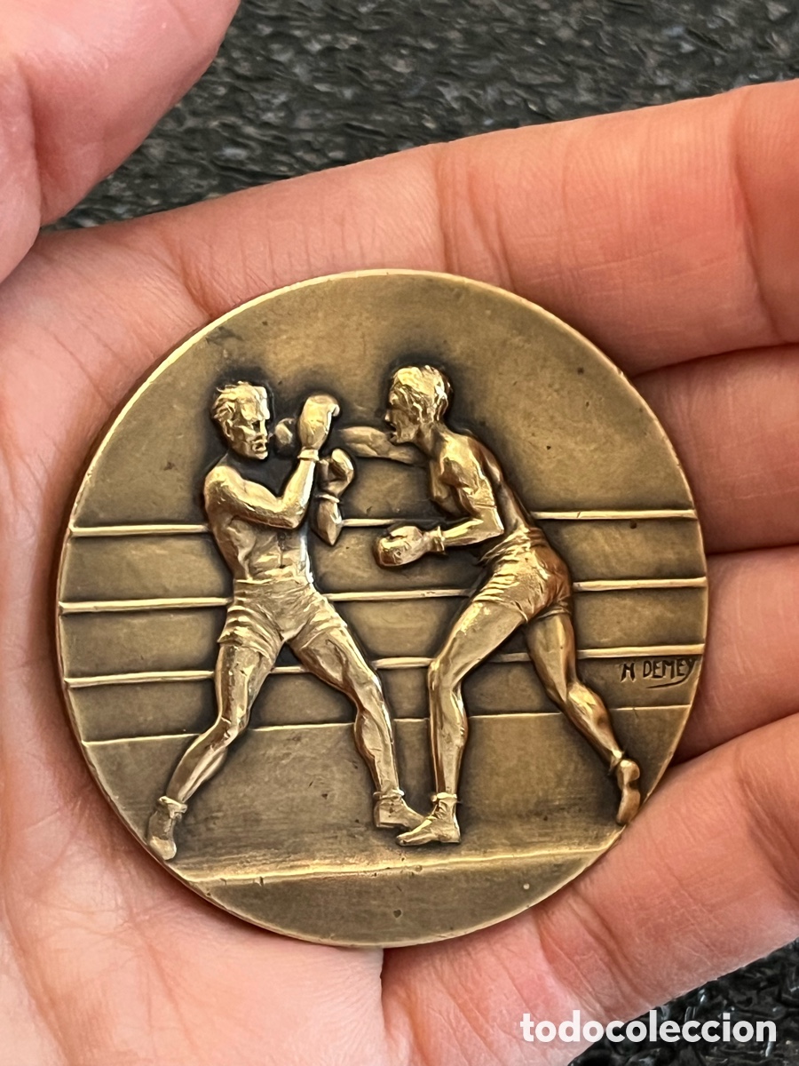 Medallas tem&aacute;ticas: Antigua Medalla francesa de bronce - Boxeo - Foto 3