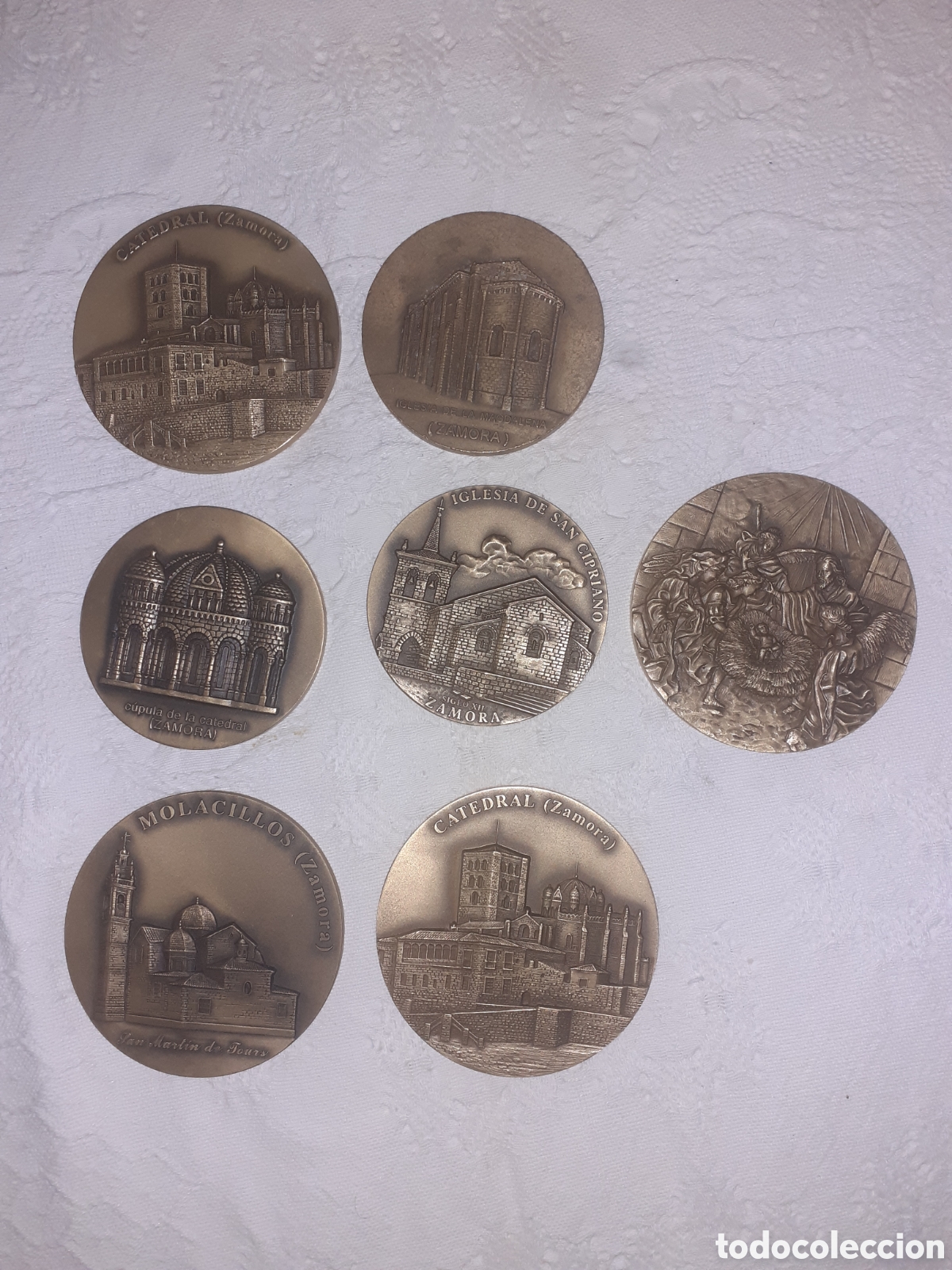 Medallas tem&aacute;ticas: LOTE 7 MEDALLAS DE LOTERIA DEL HUMOR. ZAMORA. 8 CM.