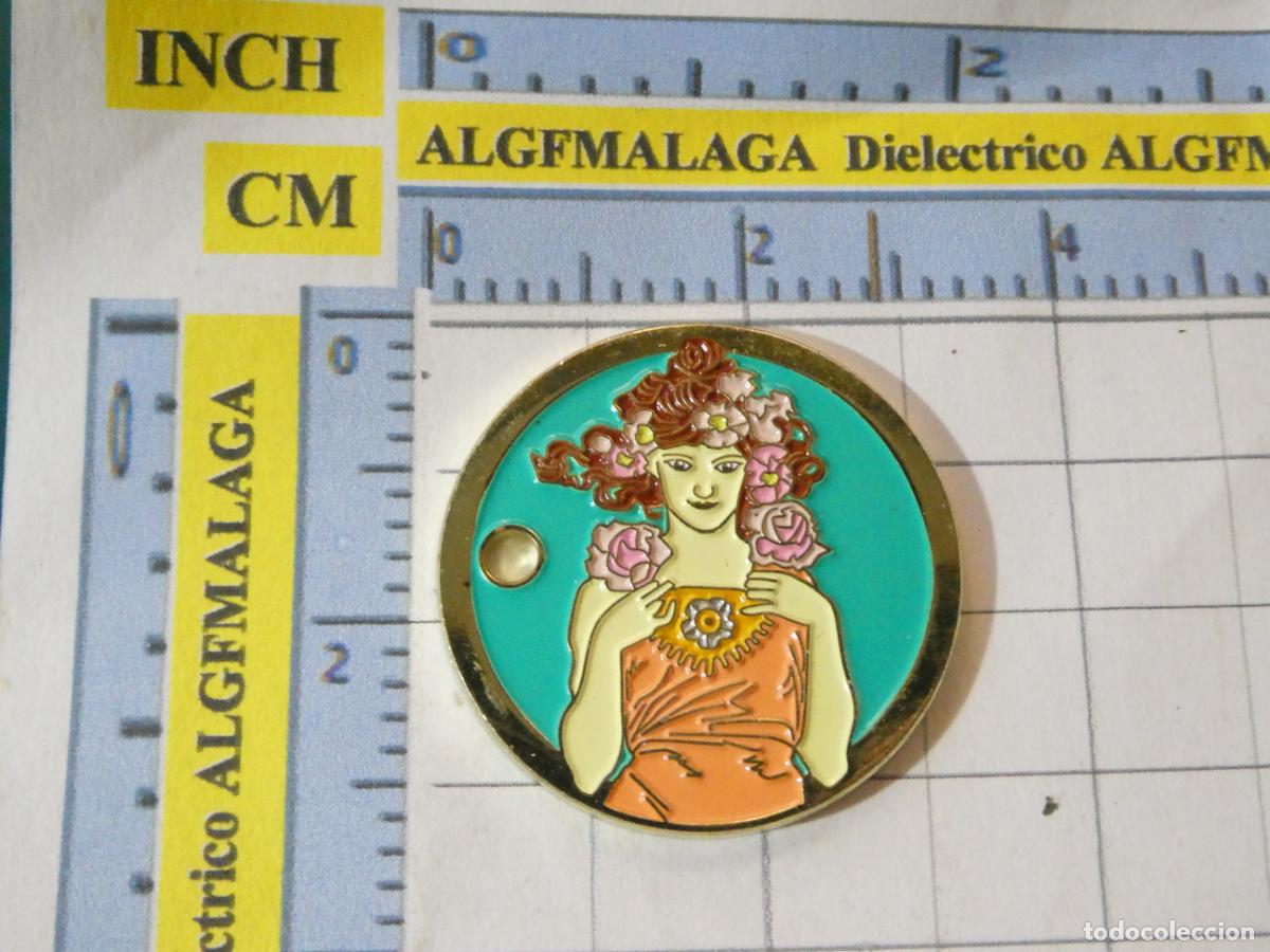 Medallas tem&aacute;ticas: FICHA MONEDA. PATHTAG GEOCACHING GEOCOIN. B&Uacute;SQUEDAS TESORO, LOCALIZACI&Oacute;N. MUJER PELO FLORES