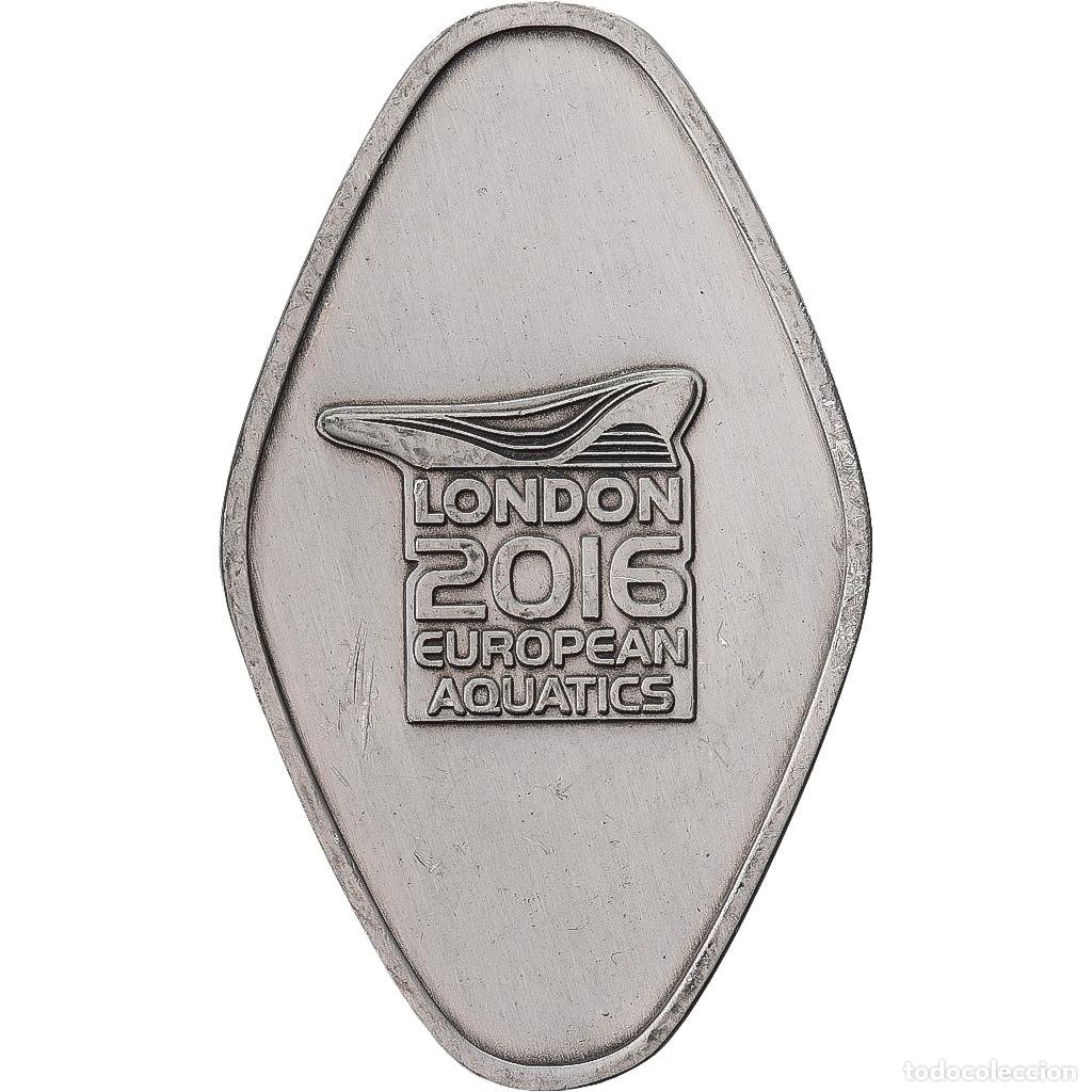 Medallas tem&aacute;ticas: [#1529517] Reino Unido, medalla, Natation, London European Aquatics, 2016, Silvered Metal