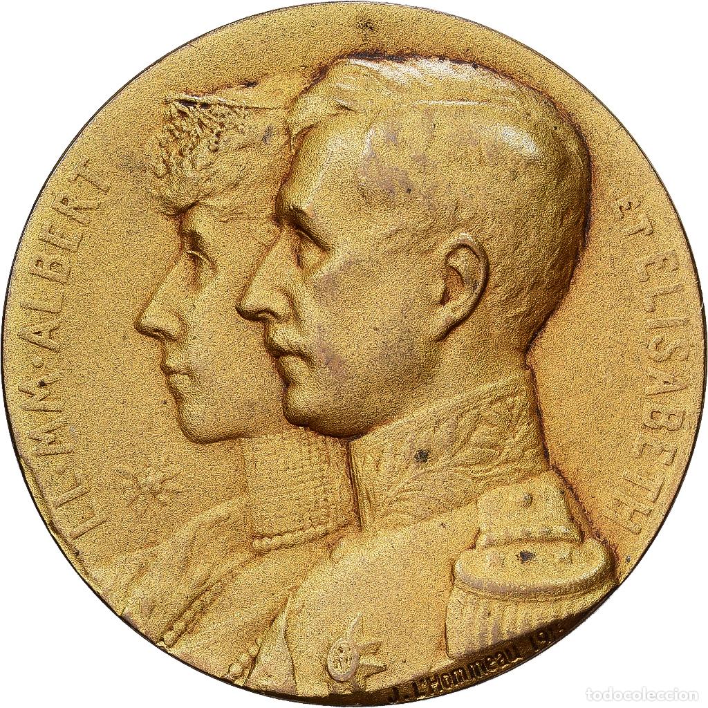 Medallas tem&aacute;ticas: [#1529685] B&eacute;lgica, medalla, Albert et Elisabeth, Bronce, L'Hommeau, EBC
