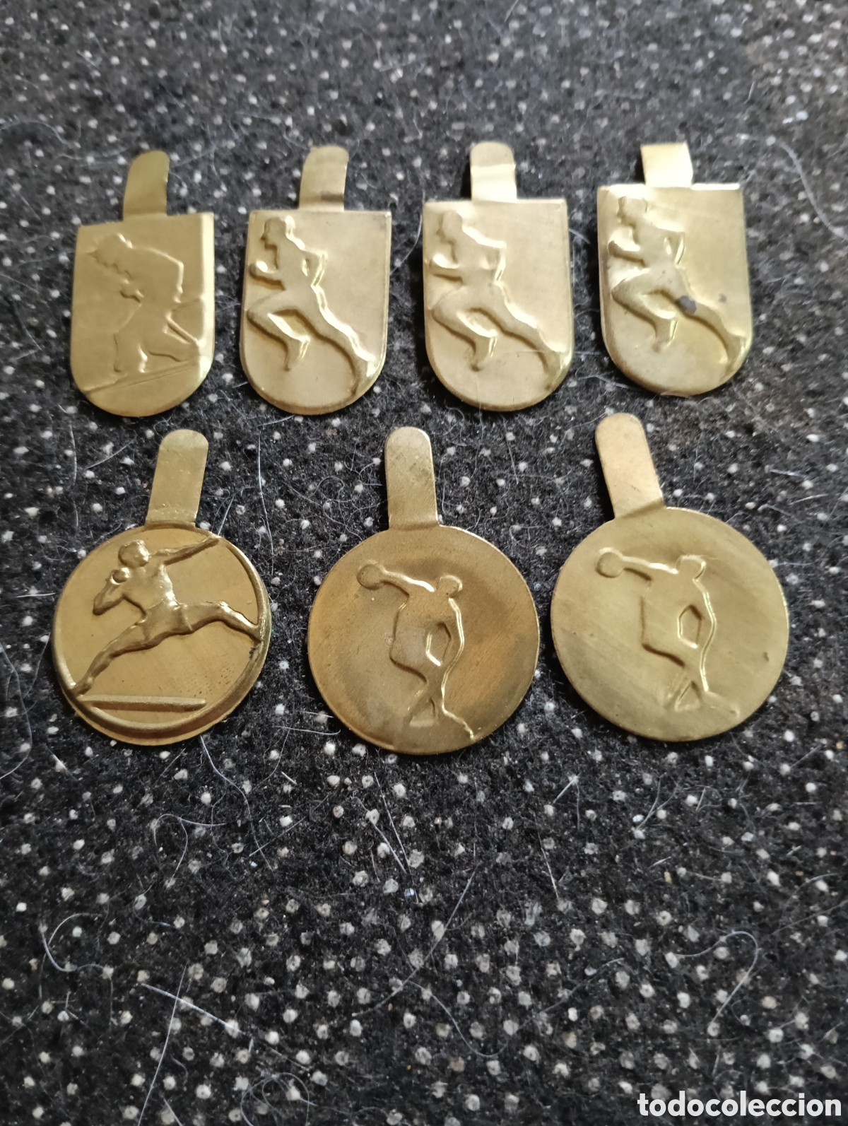 Medallas tem&aacute;ticas: Emblemas de Auxilio Social Met&aacute;licos, 3 de atletismo, 2 de lanzamiento de disco, 1 de esqu&iacute; y 1 de l