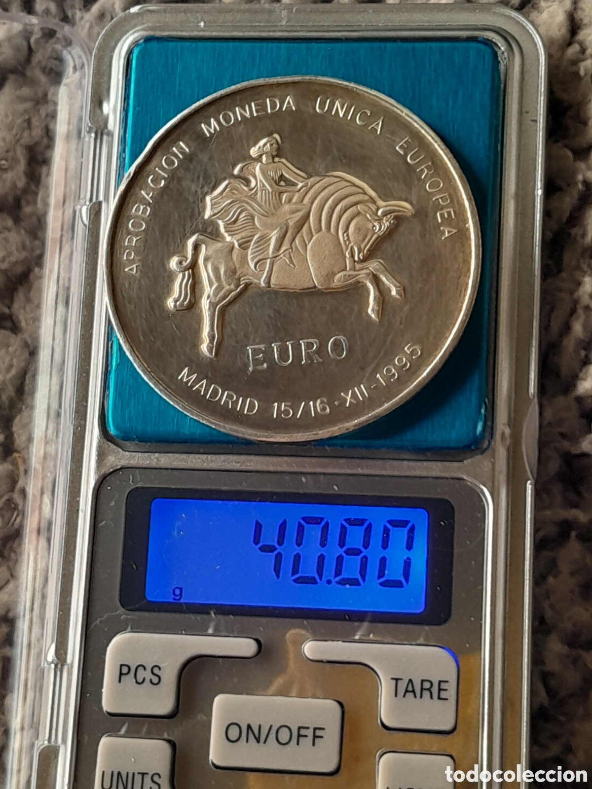 Medallas tem&aacute;ticas: Medalla Plata .925 FNMT 1995 - Aprobaci&oacute;n Euro Madrid - 40,80g Estuche Verde