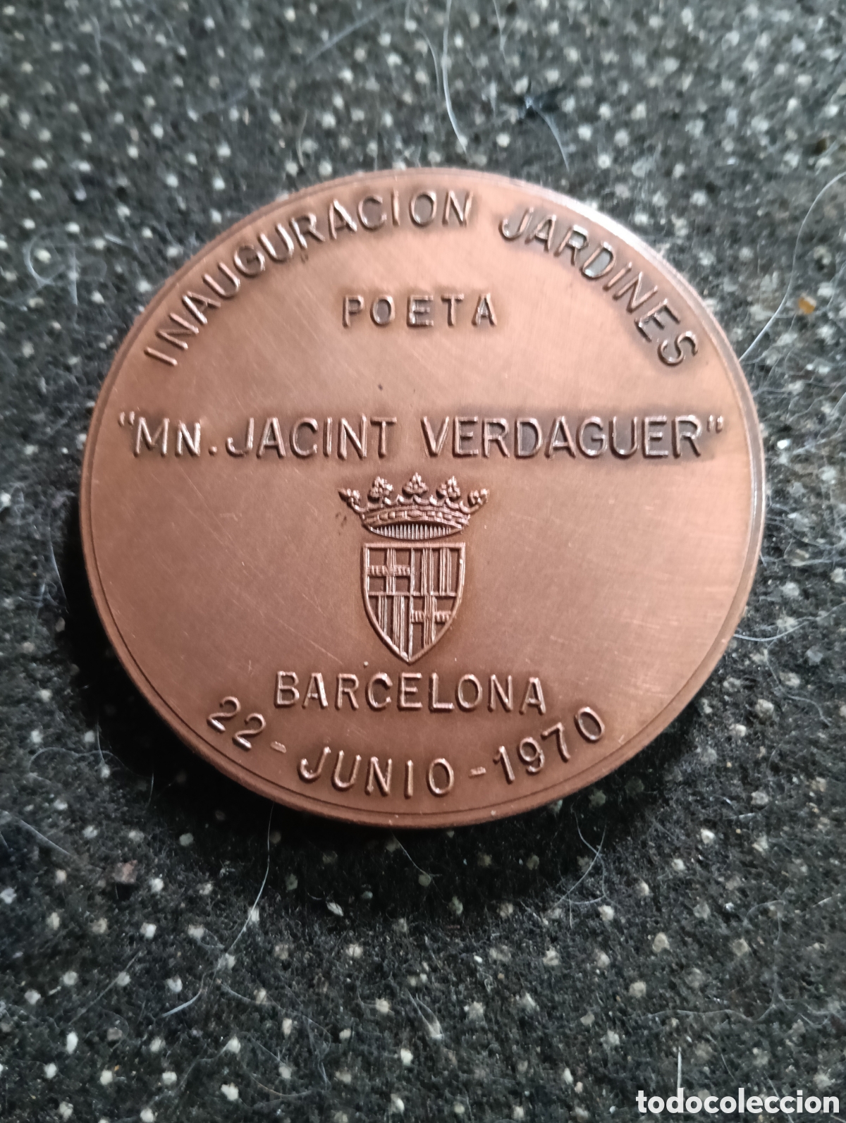 Medallas tem&aacute;ticas: Medalla de metal de JACINTO VERDAGUER, impecable, 1970 INAUGURACI&Oacute;N JARDINES DEL POETA M.N. JACINT V