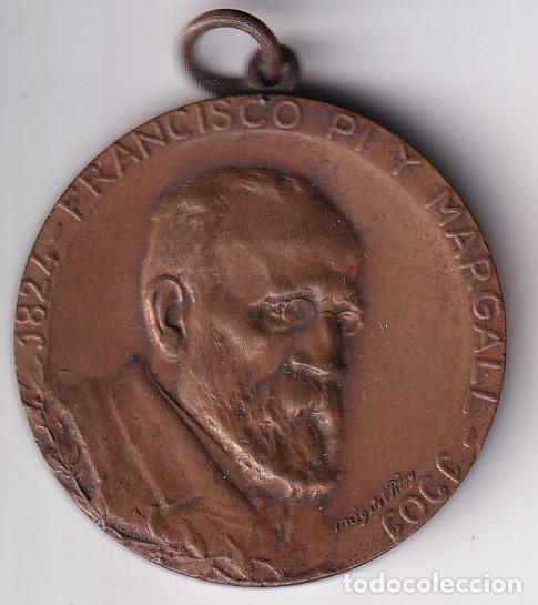 Medallas tem&aacute;ticas: MEDALLA DE FRANCISCO PI Y MARGALL 1824-1901 (DIAMETRO 4cm)
