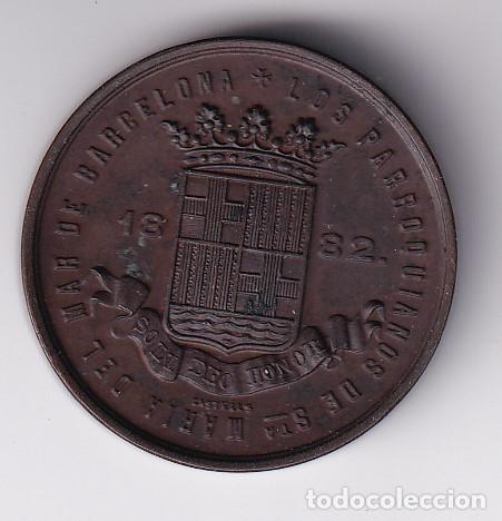 Medalhas tem&aacute;ticas: MEDALLA PARROQUIANOS DE SANTA MARIA DEL MAR DE BARCELONA DEL A&Ntilde;O 1882 (DIAMETRO 3,3cm)