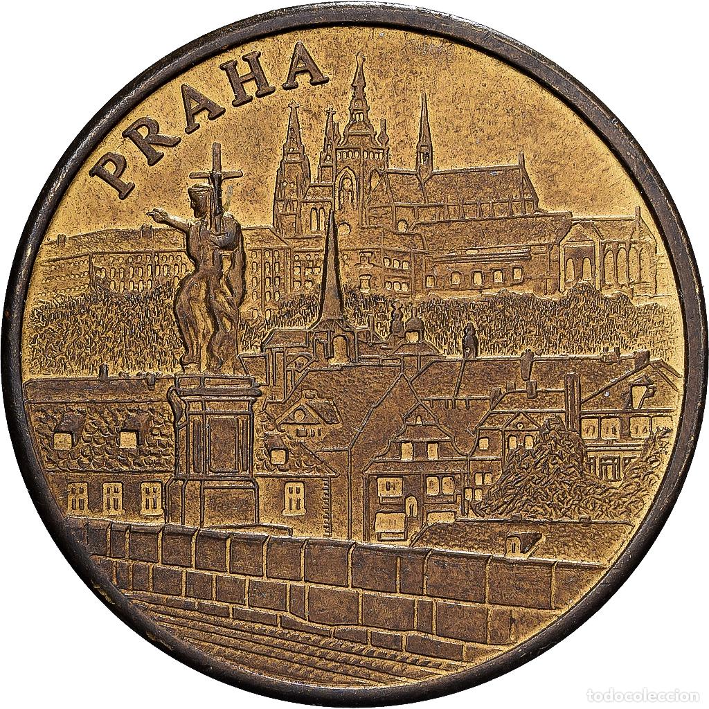 Medallas tem&aacute;ticas: [#1214532] Rep&uacute;blica Checa, zeton, Prague, Pont Charles, Aluminio y cupron&iacute;quel, MBC