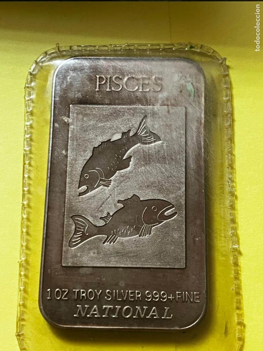 Medallas tem&aacute;ticas: Lingote de plata pura, onza Zodiaco Piscis - Estados Unidos