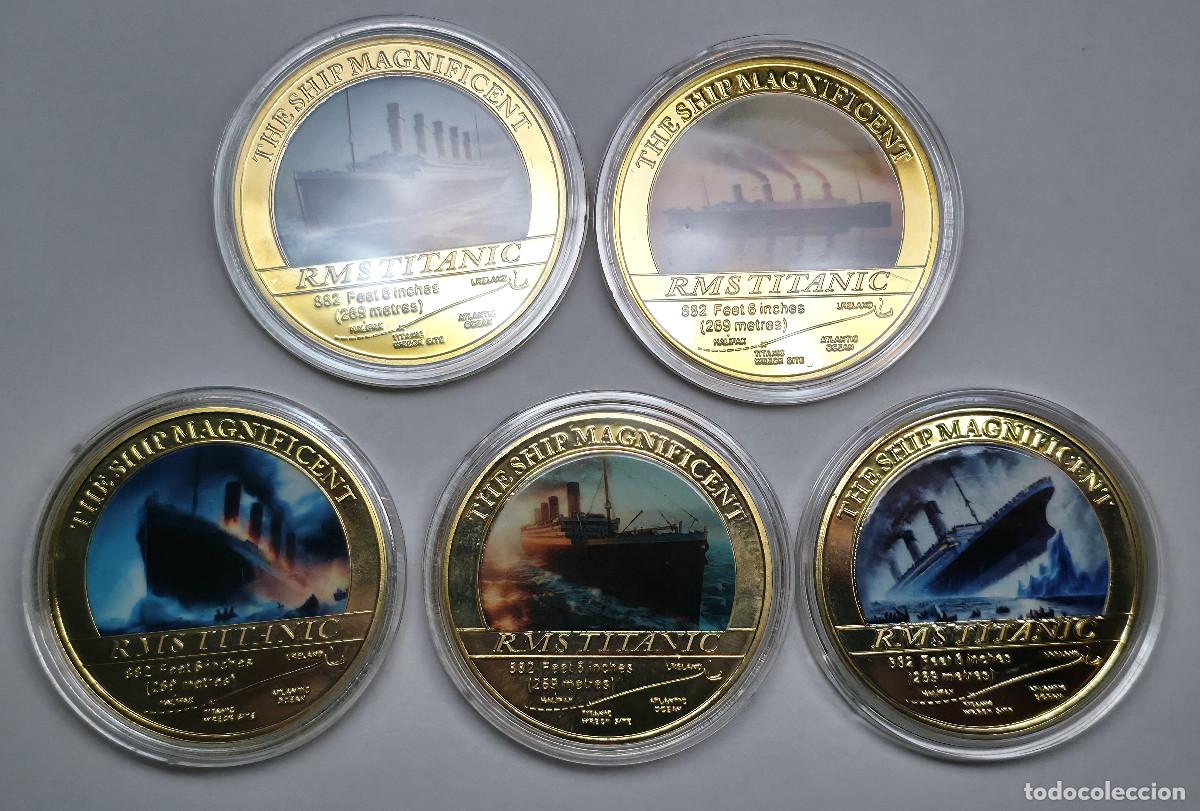 Medallas tem&aacute;ticas: LOTE 5 MEDALLAS CONMEMORATIVAS HUNDIMIENTO DEL TITANIC