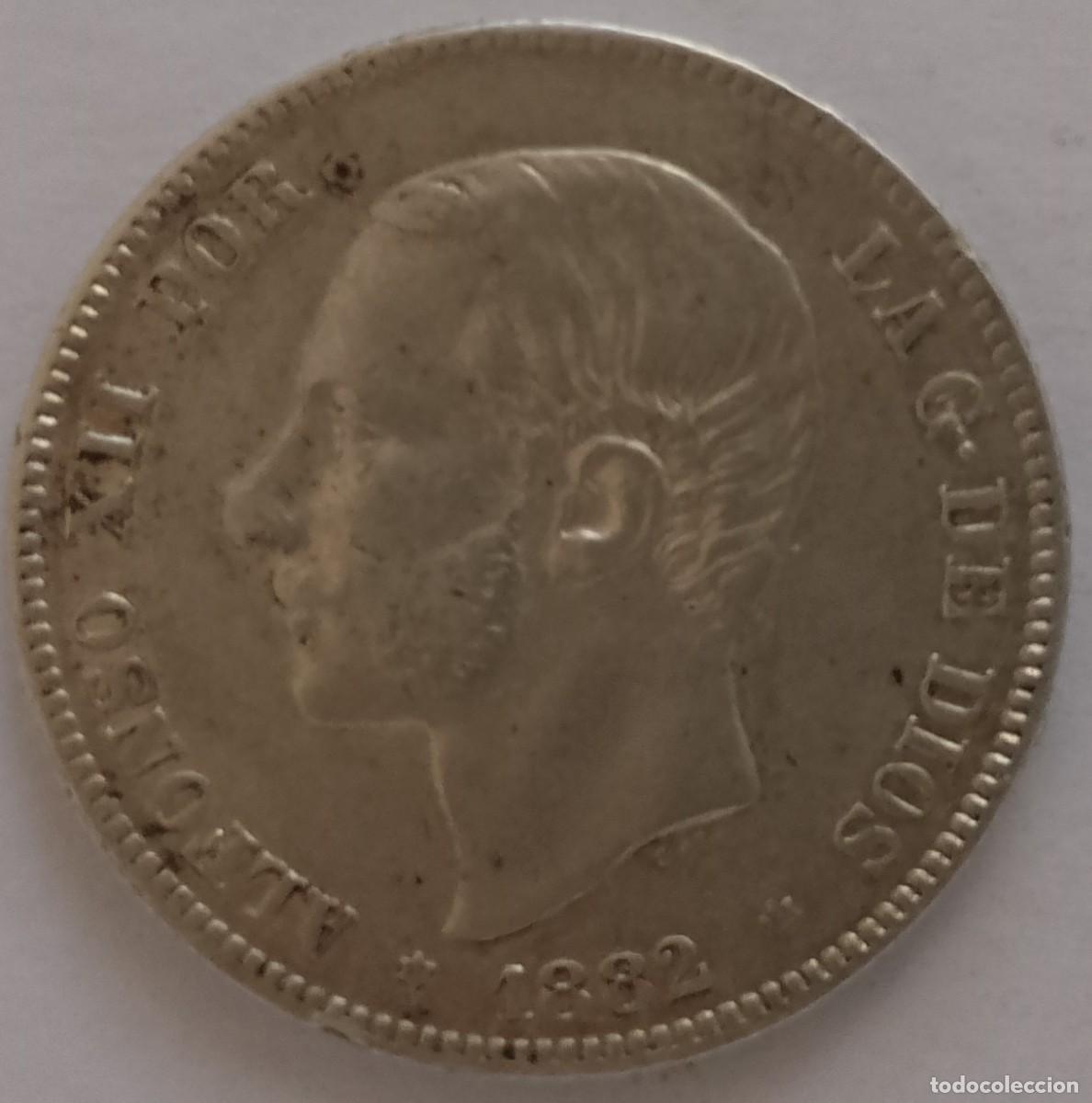 Medallas tem&aacute;ticas: MONEDA DE 2 PESETAS DE PLATA ALFONSO XII 1882 *82