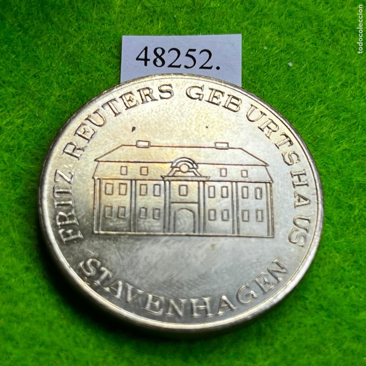 Medallas tem&aacute;ticas: Medalla Alemania comunista, casa natal de Fritz Reuter, 1810-1874, DDR, RDA