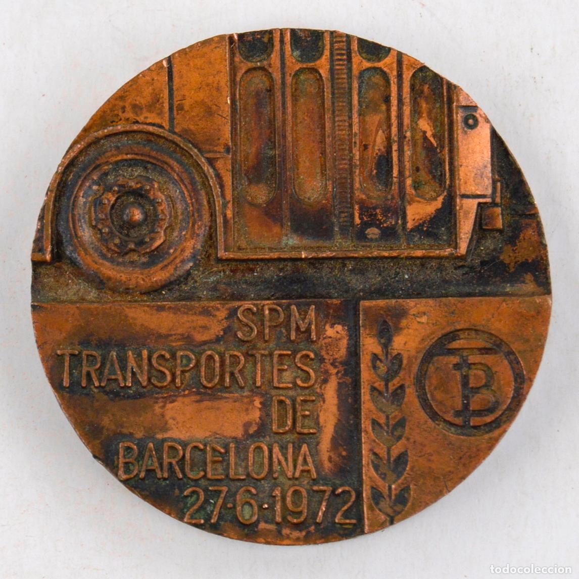 Medallas tem&aacute;ticas: Medalla SPM Transportes de Barcelona, 1972, centenario del tranv&iacute;a, 5 cm de di&aacute;metro.