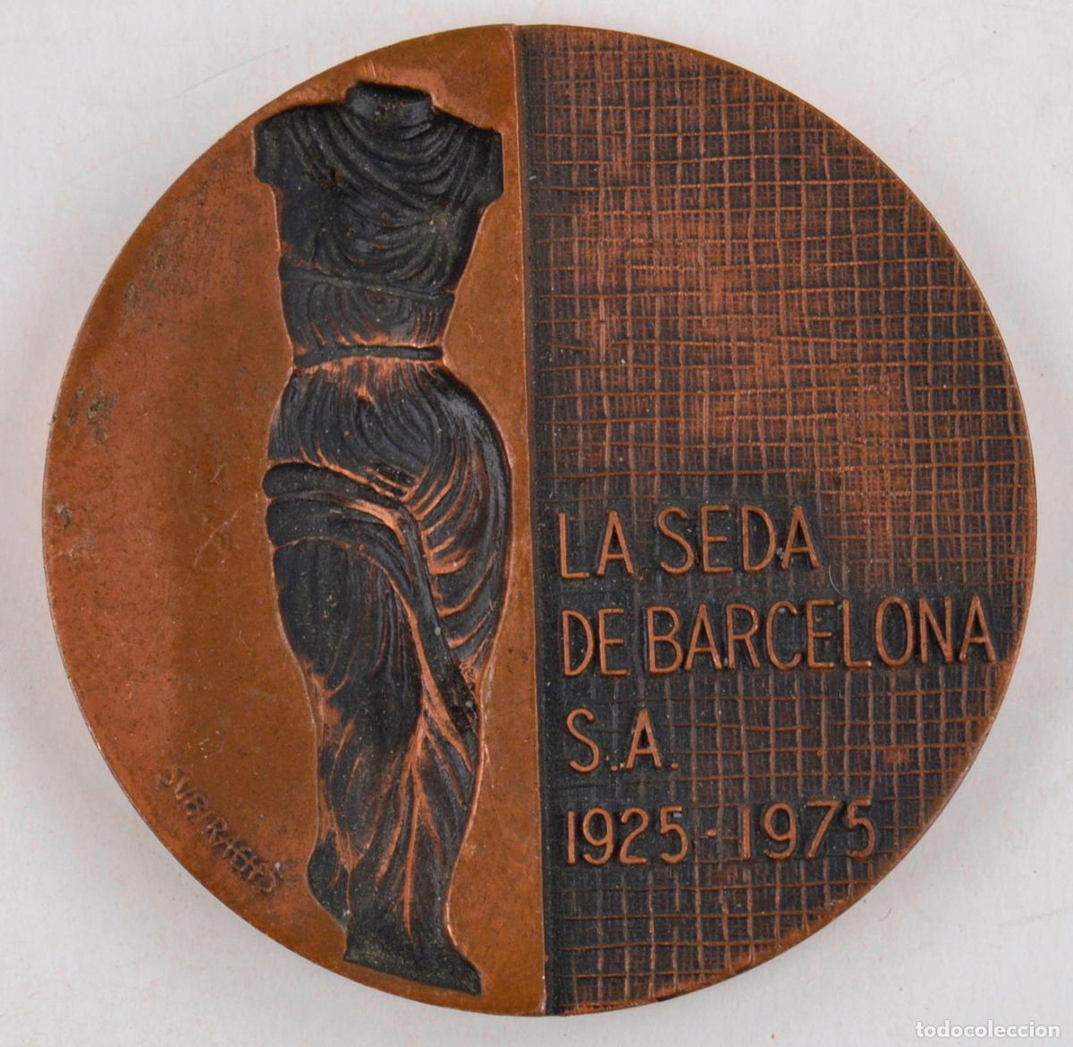 Medallas tem&aacute;ticas: Medalla La Seda de Barcelona S. A., 1925 - 1975, Josep Maria Subirachs. 6 cm de di&aacute;metro.