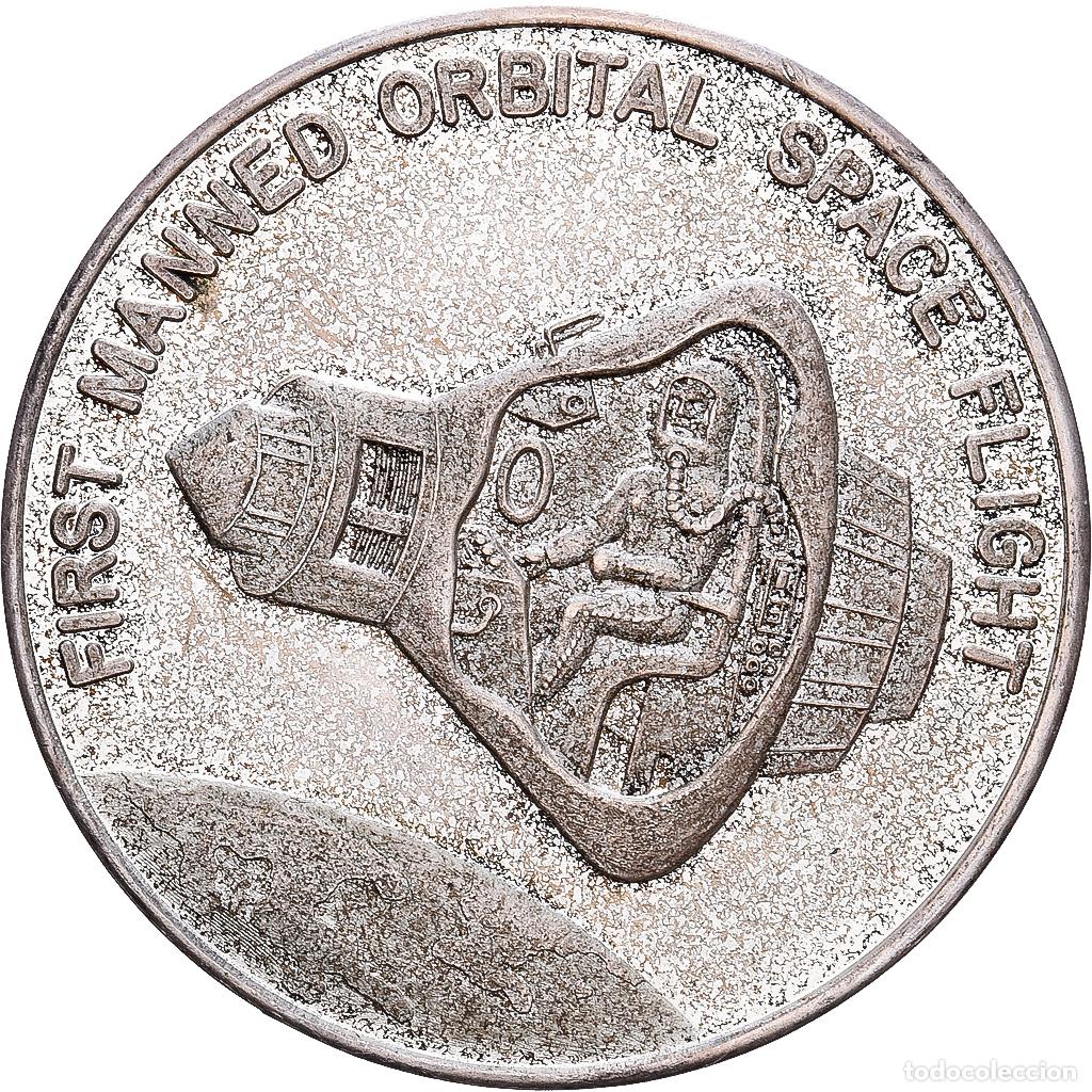 Medallas tem&aacute;ticas: [#1214589] Estados Unidos, zeton, First Mannes Orbital Space Flight, 1961, Plata, EBC