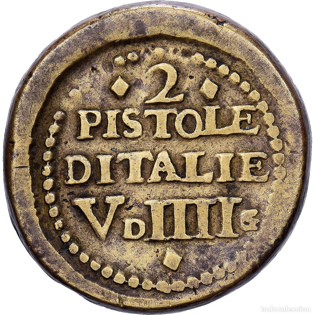 Medallas tem&aacute;ticas: [#1214672] Italia, Coin weight, 2 Pistoles d'Italie, V Deniers IIII Grains, n.d., Bronce