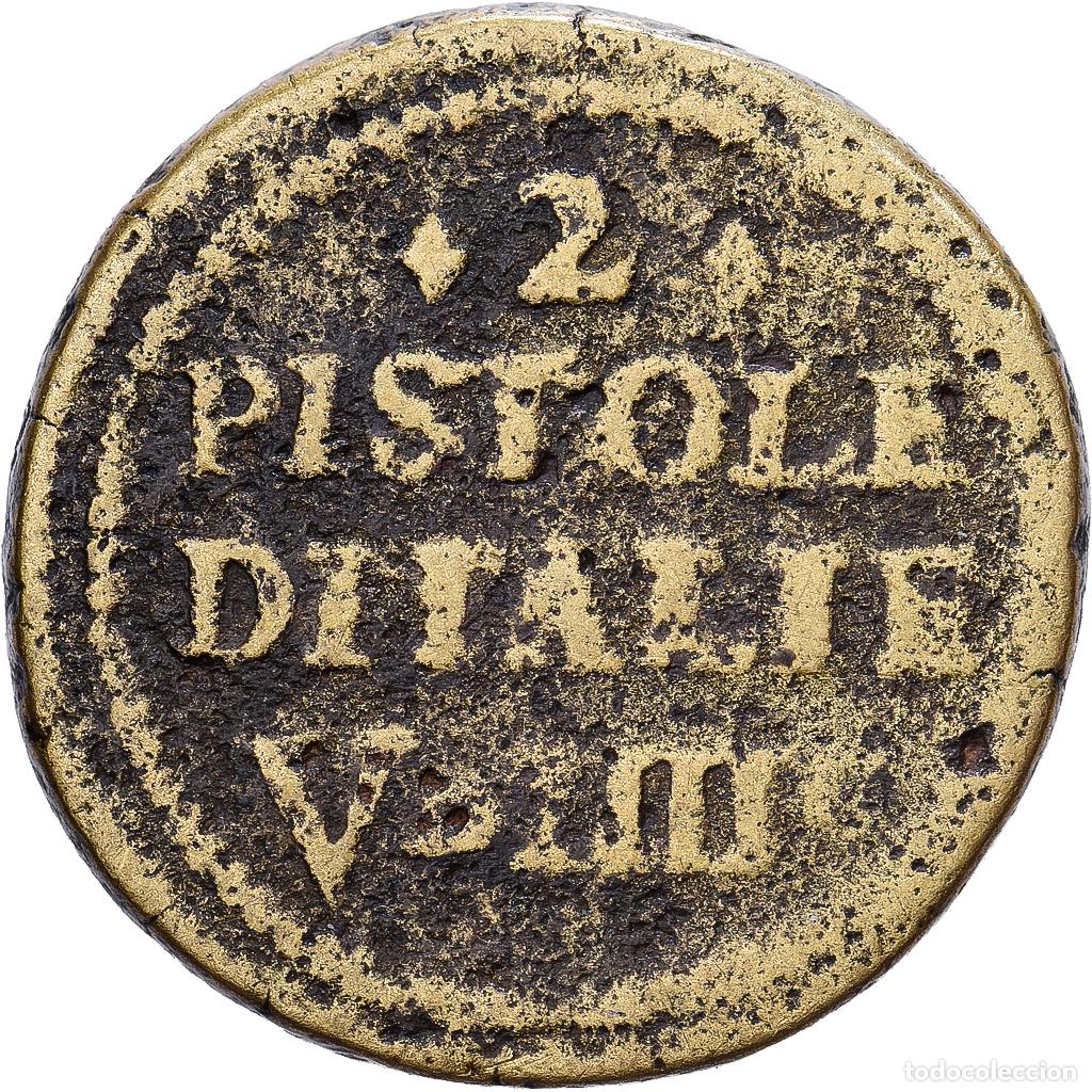 Medallas tem&aacute;ticas: [#1214774] Italia, Coin weight, 2 Pistoles d'Italie, V Deniers IIII Grains, n.d., Lat&oacute;n