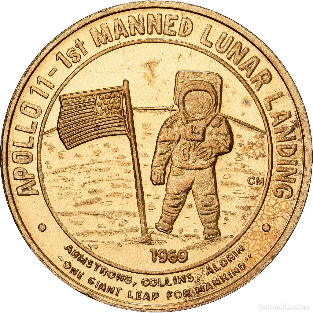 Medallas tem&aacute;ticas: [#1214822] Estados Unidos, zeton, NASA, Mission Apollo 11, Cobre - n&iacute;quel dorado, EBC