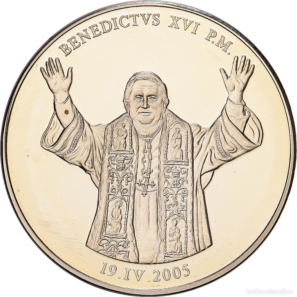 Medallas tem&aacute;ticas: [#1214826] CIUDAD DEL VATICANO, medalla, Le Pape Benoit XVI, 2005, Copper Plated Silver, SC