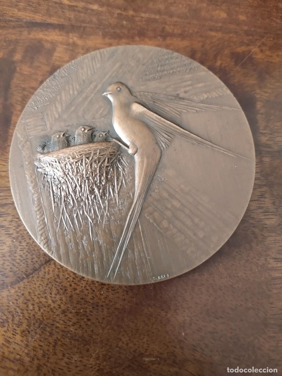 Medallas tem&aacute;ticas: Preciosa Medalla en bronce de S. Bret. Golondrinas.
