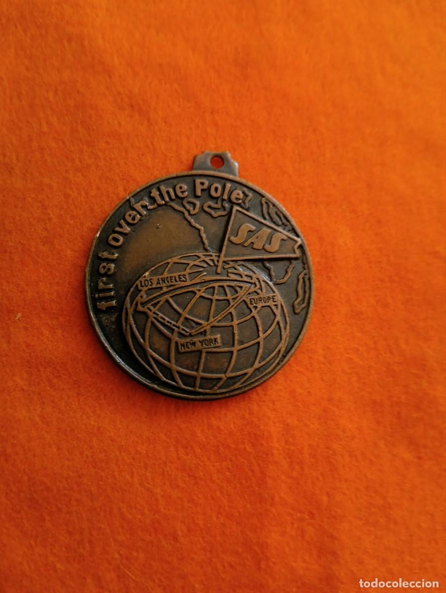 Medallas tem&aacute;ticas: MEDALLA EN BRONCE PATINADO - SAS SCANDINAVIAN AIRLINES - FIRST OVER THE POLE - LINEAS AEREAS ESCANDI