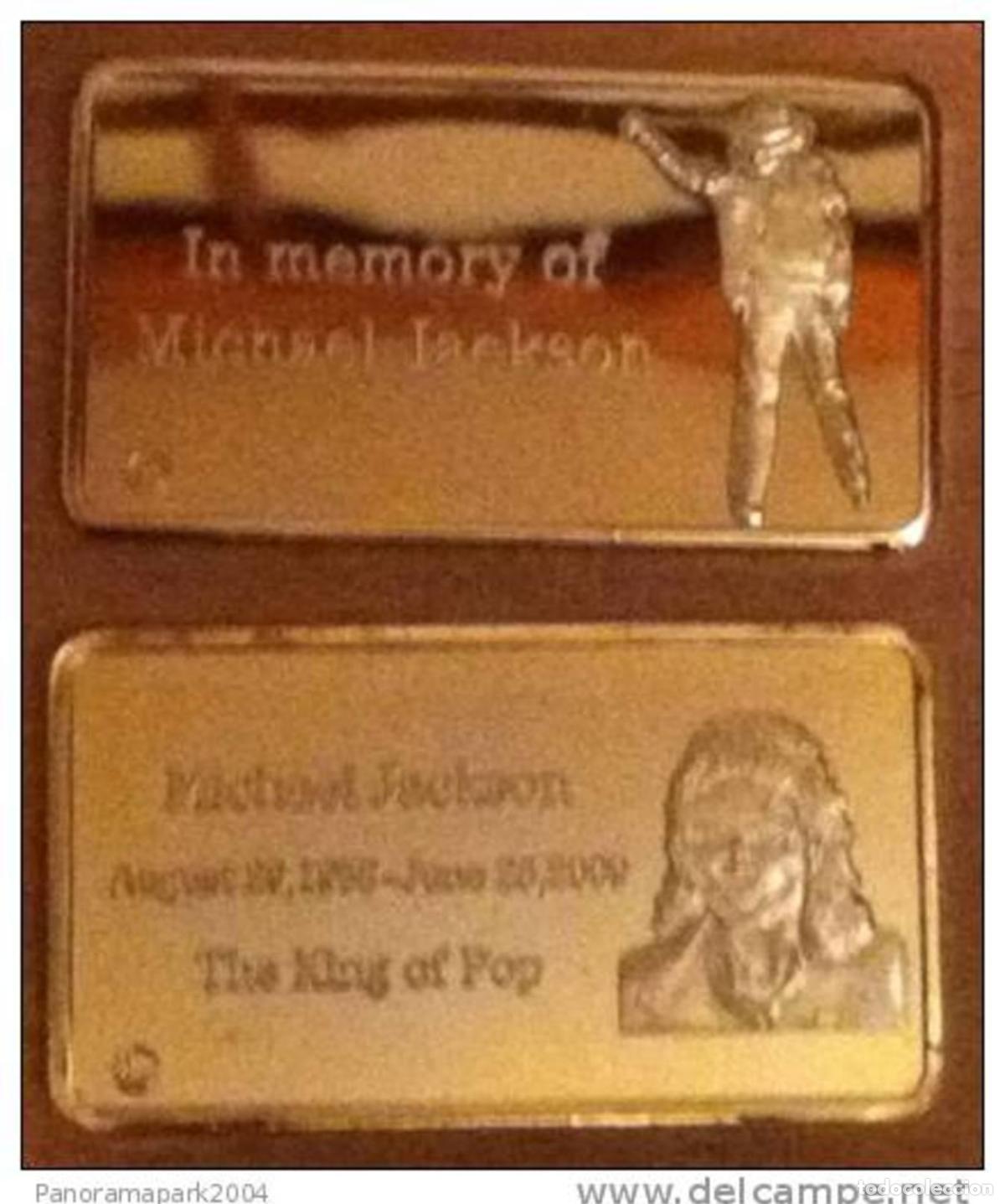 Medallas tem&aacute;ticas: LINGOTE DE ORO MINI MICHAEL JACKSON CON ESTAMPADO KING OF POP