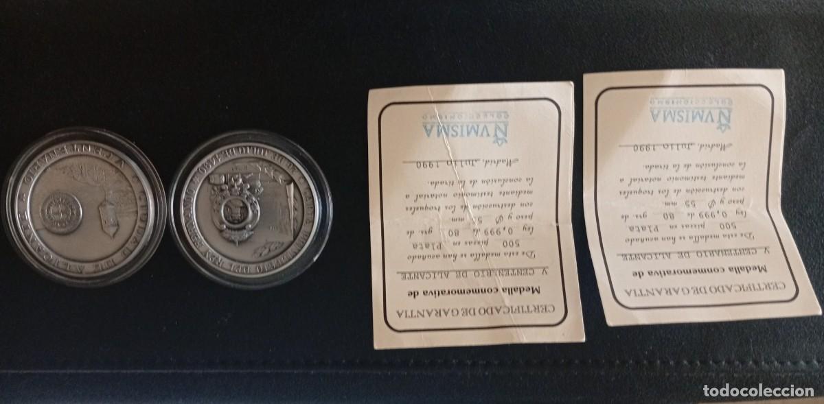 Medallas tem&aacute;ticas: 2 medallas conmemorativas V centenario Alicante 1990