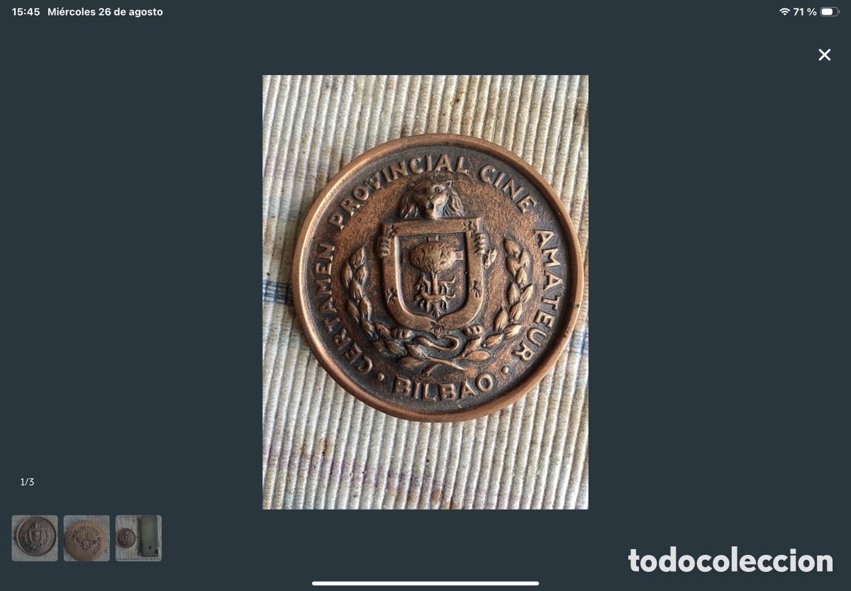 Medallas tem&aacute;ticas: Medalla certamen provincial cine amateur Bilbao