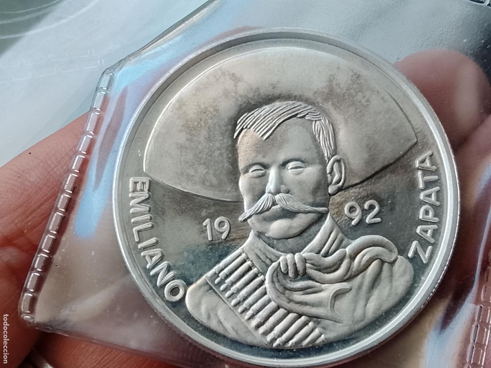 Medallas tem&aacute;ticas: M&eacute;xico. 2 onzas de plata pura 999 de 1992. Emiliano Zapata