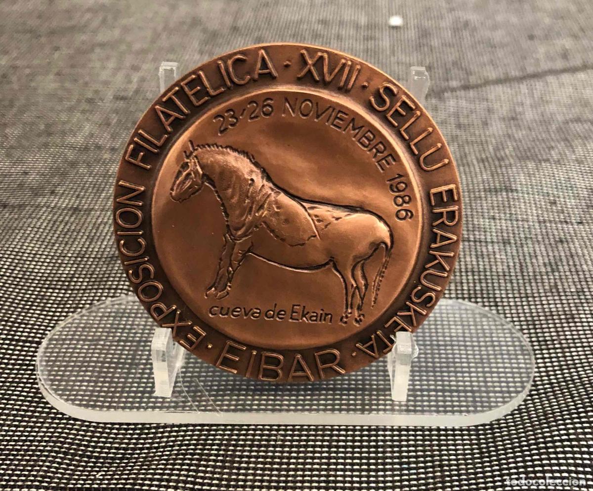 Medallas tem&aacute;ticas: MONEDA MEDALLA XVII EXPOSICION FILATELICA ARRATE EIBAR. CUEVA DE EKAIN 23-26 NOVIEMBRE 1986