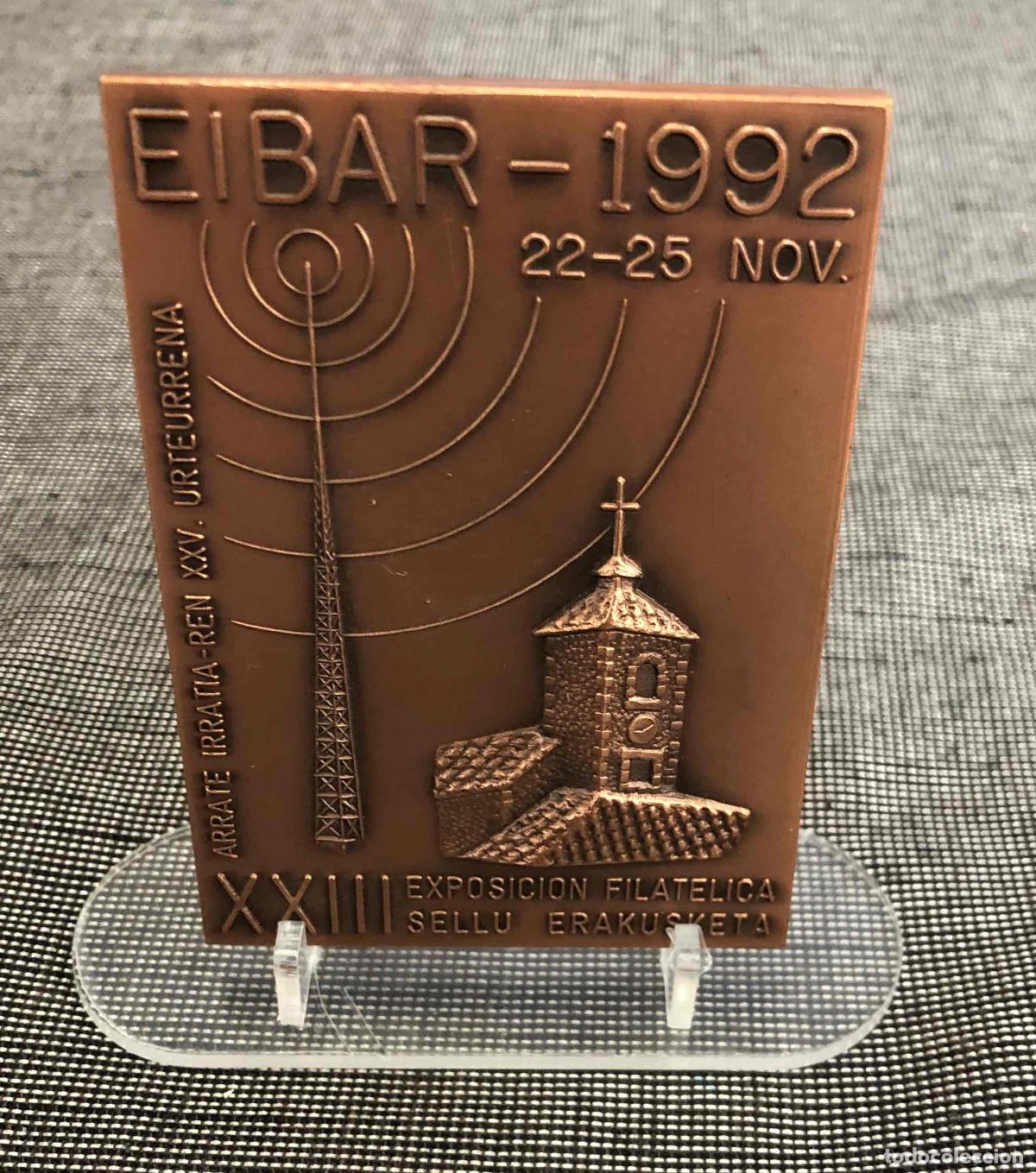 Medallas tem&aacute;ticas: MONEDA MEDALLA XXIII EXPOSICION FILATELICA ARRATE EIBAR. 22-26 NOVIEMBRE 1992