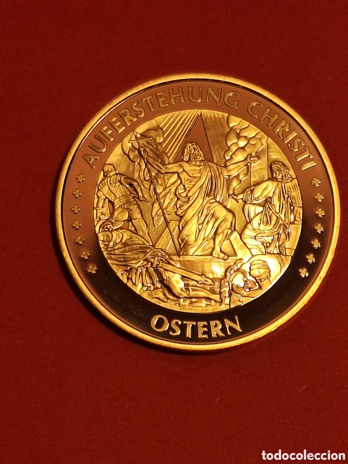 Medallas tem&aacute;ticas: Medalla AUFERSTEHUNG CHRISTI OSTERN &ndash; Resurrecci&oacute;n de Cristo &ndash; Pascua &ndash; Dorada 40 mm